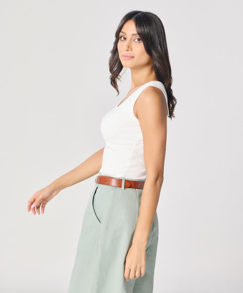 White Rib Cami Top
